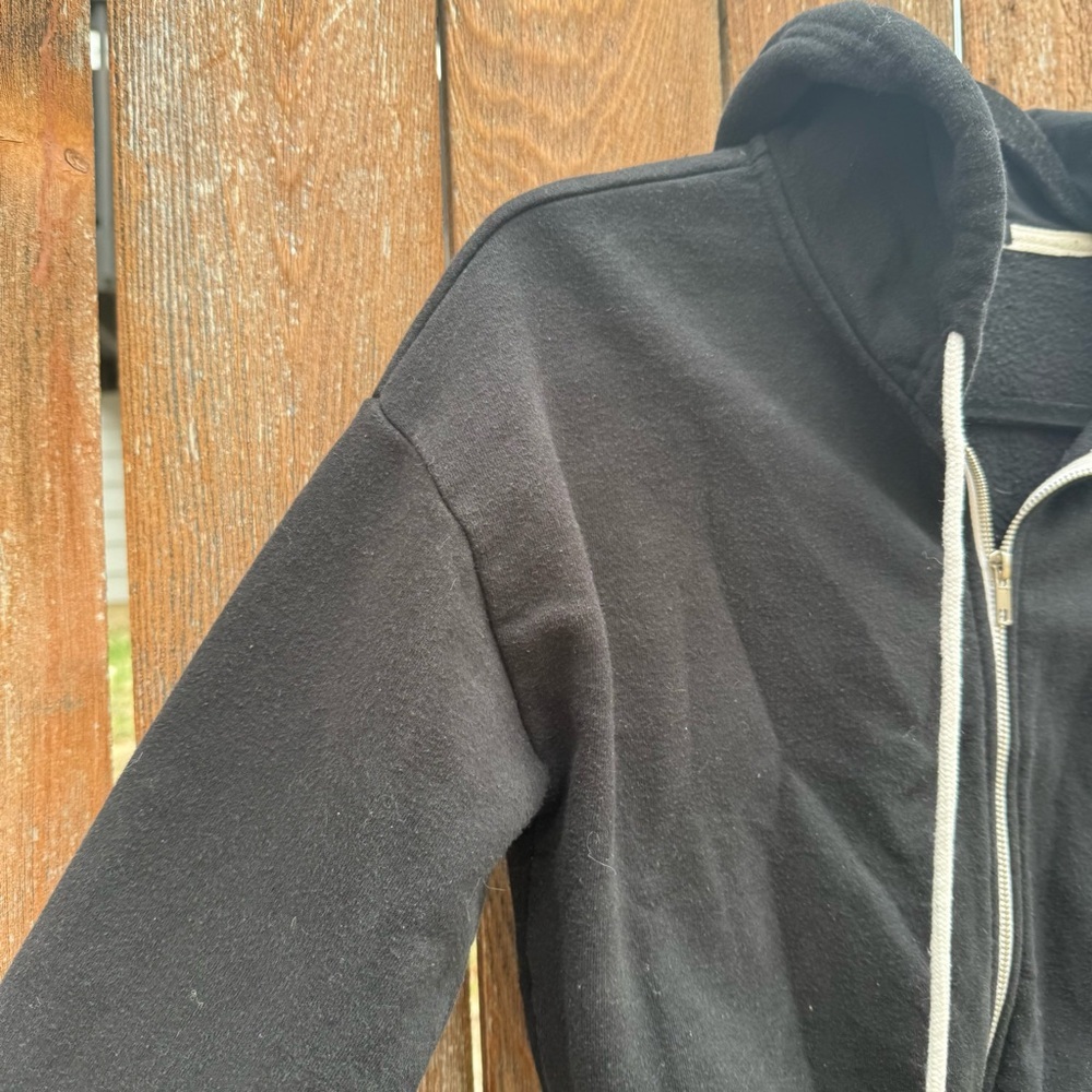 Women’s Black Cropped Full Zip Hoodie Sweatshirt Small - Picture 3 of 7
